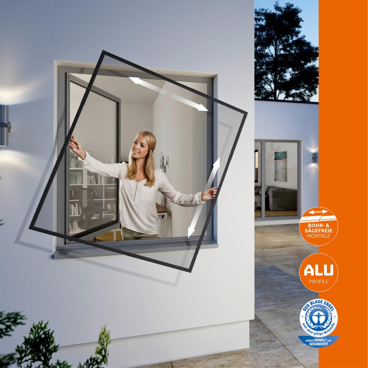 Fliegengitter Fenster 130x150 Cm Anthrazit, Wetterfest - Anthrazit, Basics, Metall (130/150cm)
