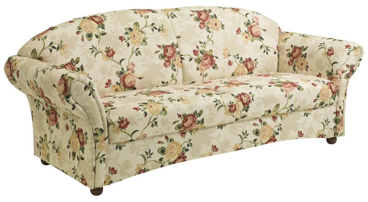 3-Sitzer-Sofa Corona Gelb/Rot/Beige, Blumen Design - Gelb/Beige, Design, Textil (202/85/81cm) - Max Winzer