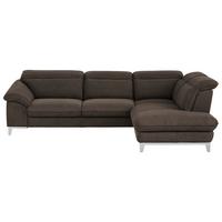 Ecksofa mit Schlaffunktion Teresa Dunkelbraun - Chromfarben/Dunkelbraun, Design, Textil (293/232cm) - Livetastic
