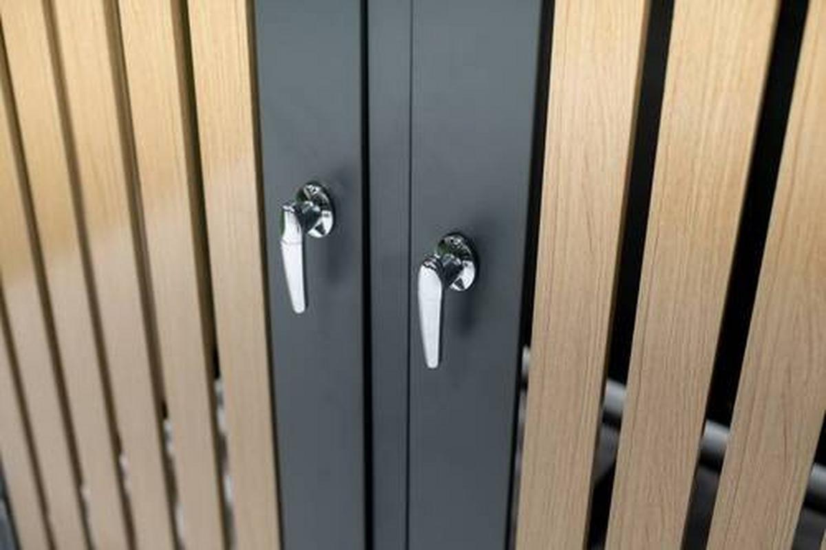 Mülltonnenbox Mülltonnenbox 2-Fach 240 Liter - Anthrazit/Naturfarben, Basics, Metall (84/125/134cm)