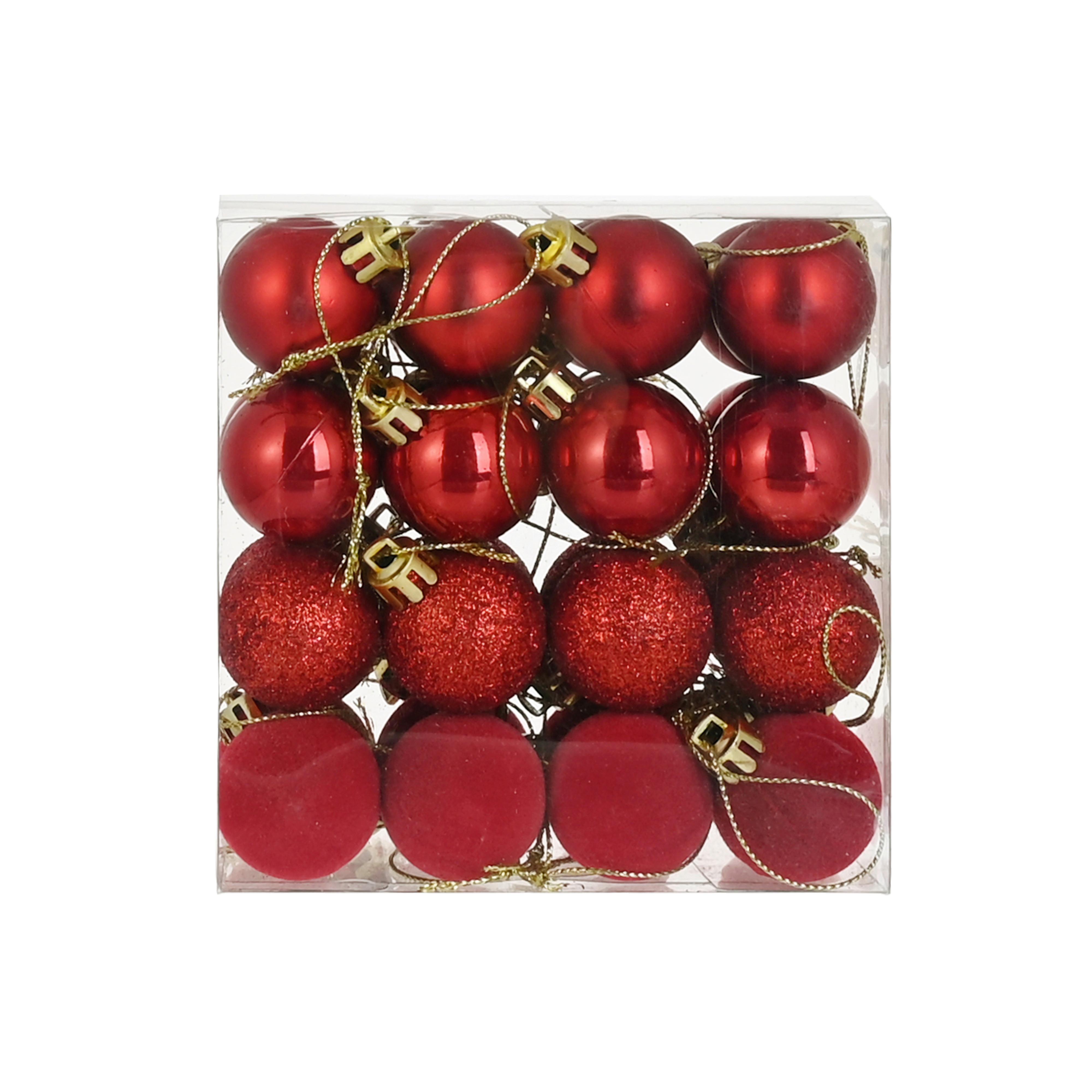 Baňka na vánoční stromeček 32 ks - červená, Konvenční, plast (3cm) - Mömax