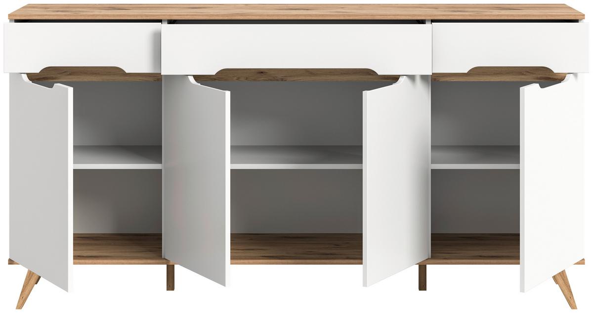 Sideboard Stockholm Eichefarben/weiß B: 185 Cm - Eichefarben/Weiß, Design, Holzwerkstoff (185/95/40cm) - MID.YOU