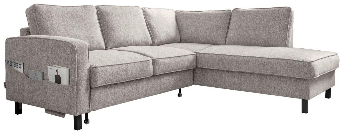 Ecksofa Molly Grau/Weiß  S: 233x198 cm - Grauweiß/Schwarz, Textil (233/198cm) - MID.YOU