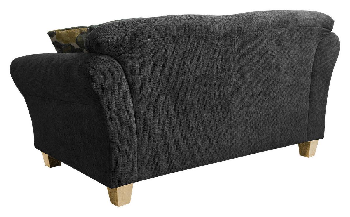 2-Sitzer-Sofa Gotland schwarz Rücken echt, 163x84x89 cm - Schwarz/Naturfarben, KONVENTIONELL, Textil (163/84/89cm) - Sit & More