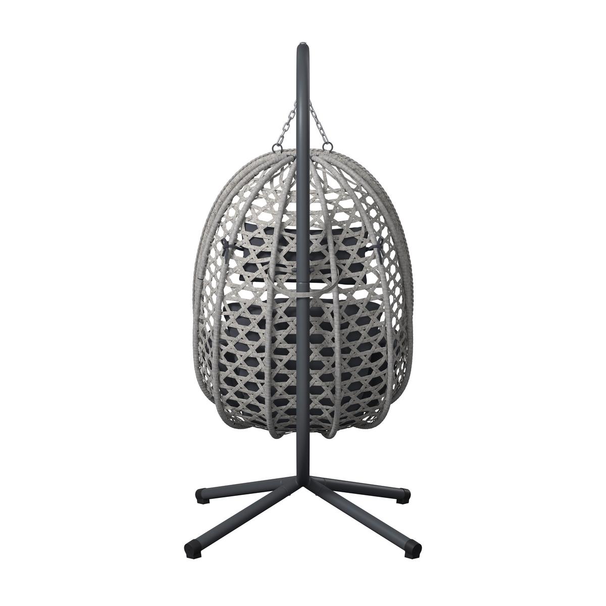 ZÁVĚSNÉ KŘESLO AMY - tmavě šedá/přírodní barvy, Moderní, kov/textil (95/196/103cm)