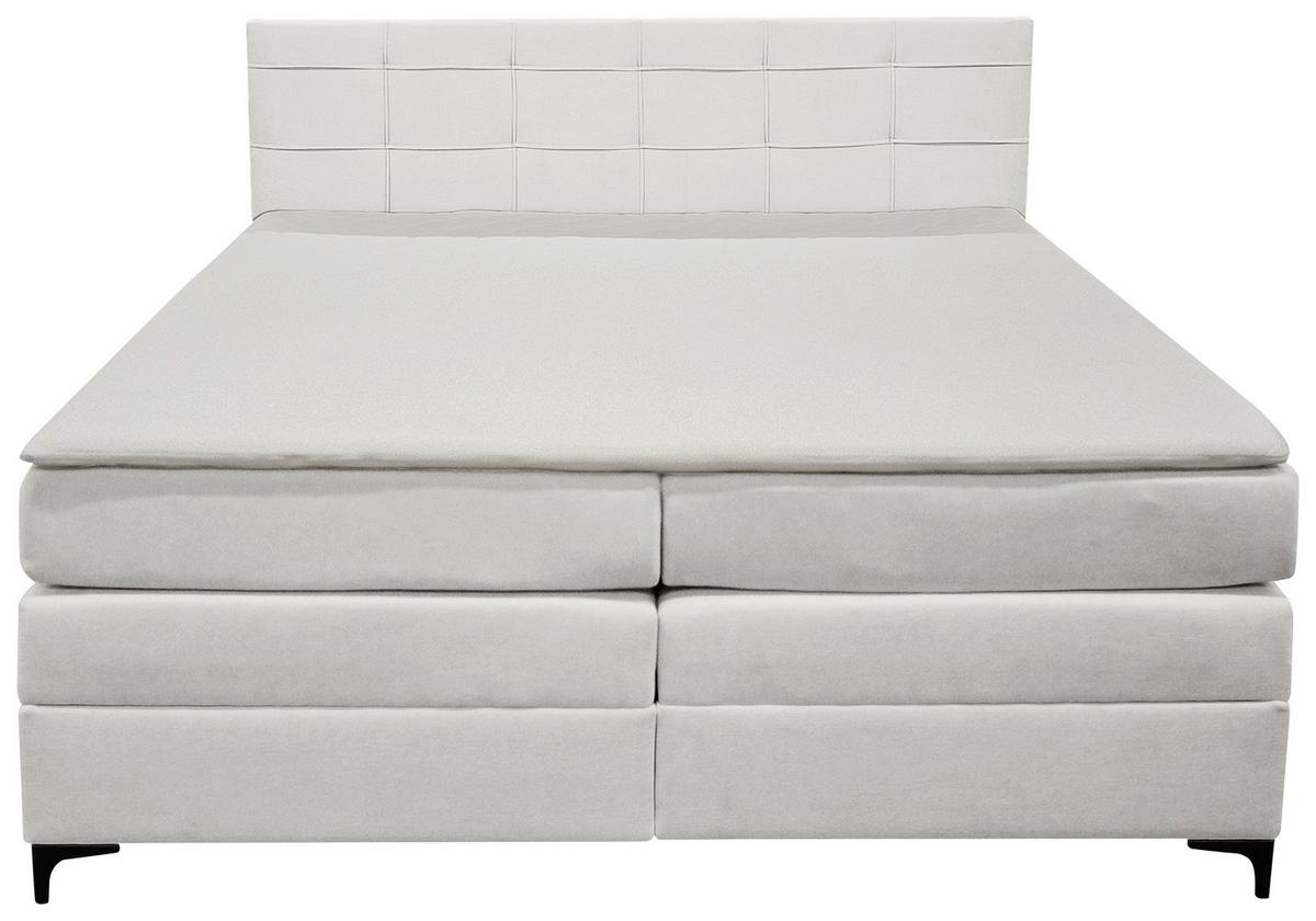 Boxspringbett Mitto mit Topper 140x200 cm - Champagner/Schwarz, KONVENTIONELL, Textil/Metall (140/200cm)