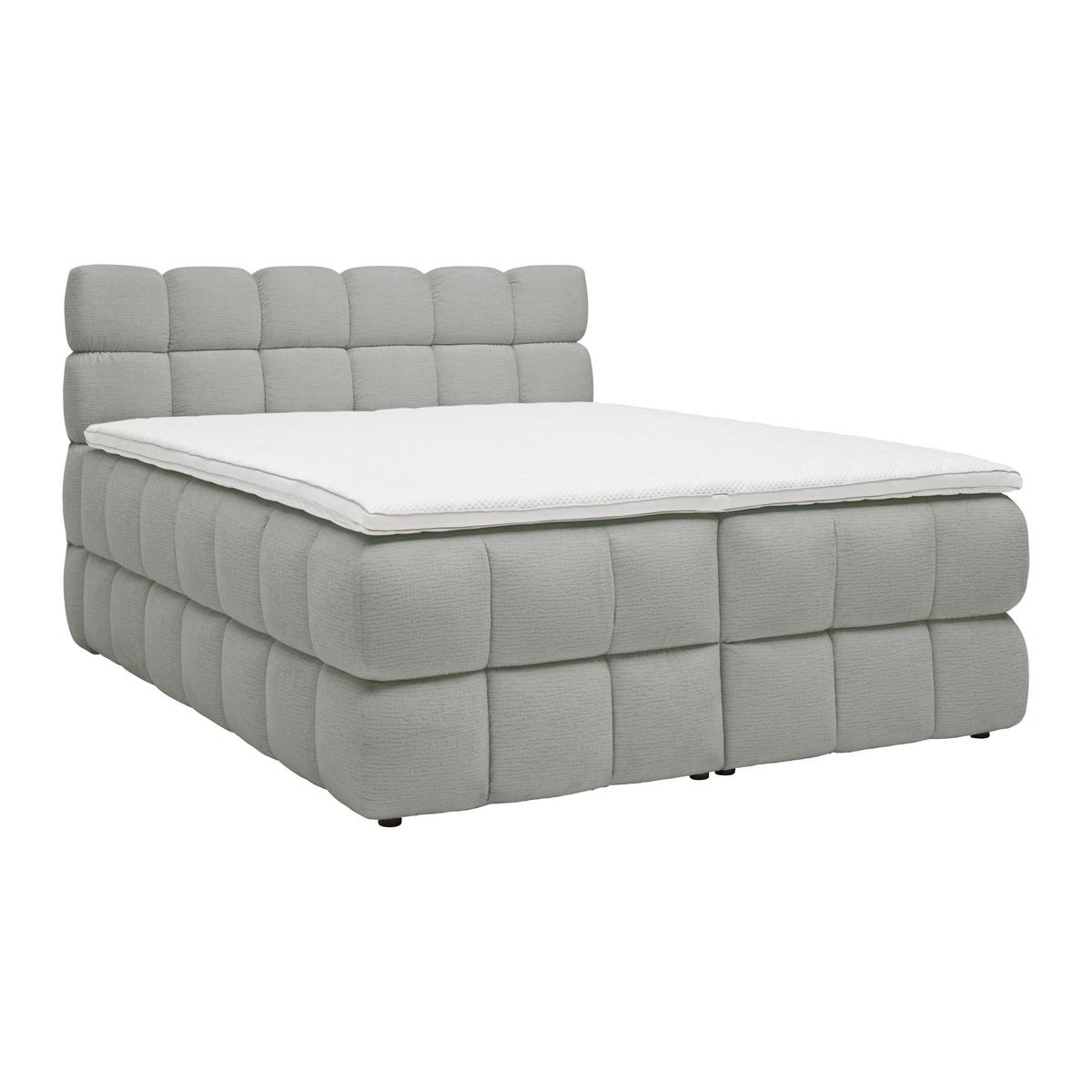 Boxspring postel BUBBLE BOX 180/200 cm, šedá - šedá/černá, Konvenční, kov/dřevo (180/200cm) - Premium Living