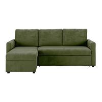 Rohová sedačka PARIS, obojstranná, zelený menčester - čierna/zelená, Basics, kov/drevo (145/215cm)