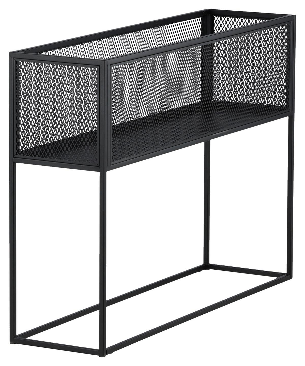 Bücherwand Netz - Schwarz, Design, Metall (110/80/30cm) - Livetastic
