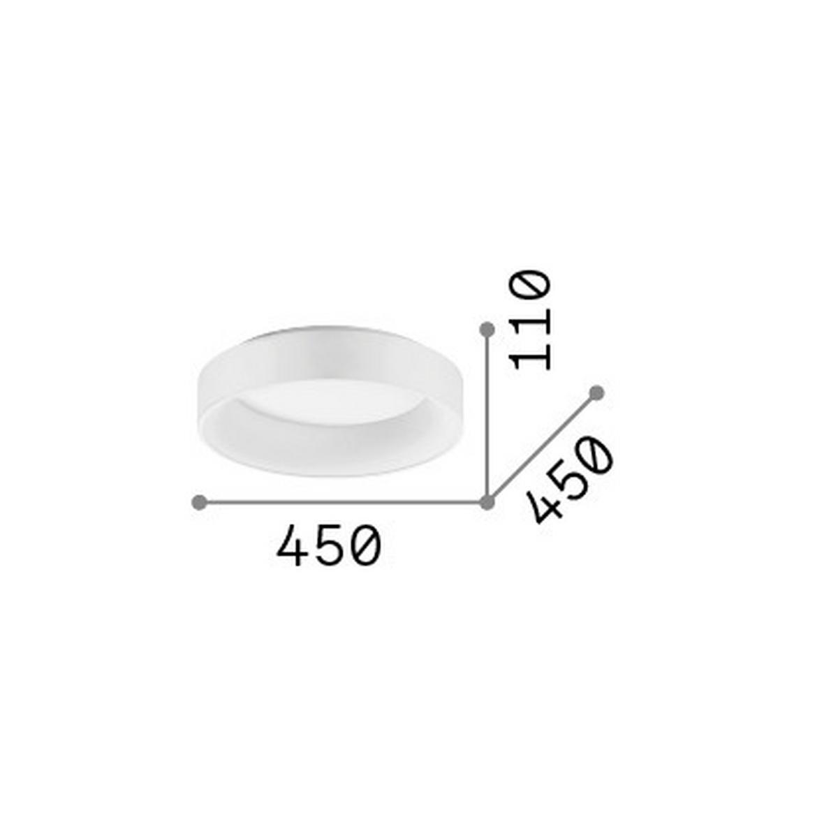 LED-Deckenleuchte Bianco Weiß D: 45 cm - Weiß, Basics, Kunststoff/Metall (45/11cm) - Ideal Lux