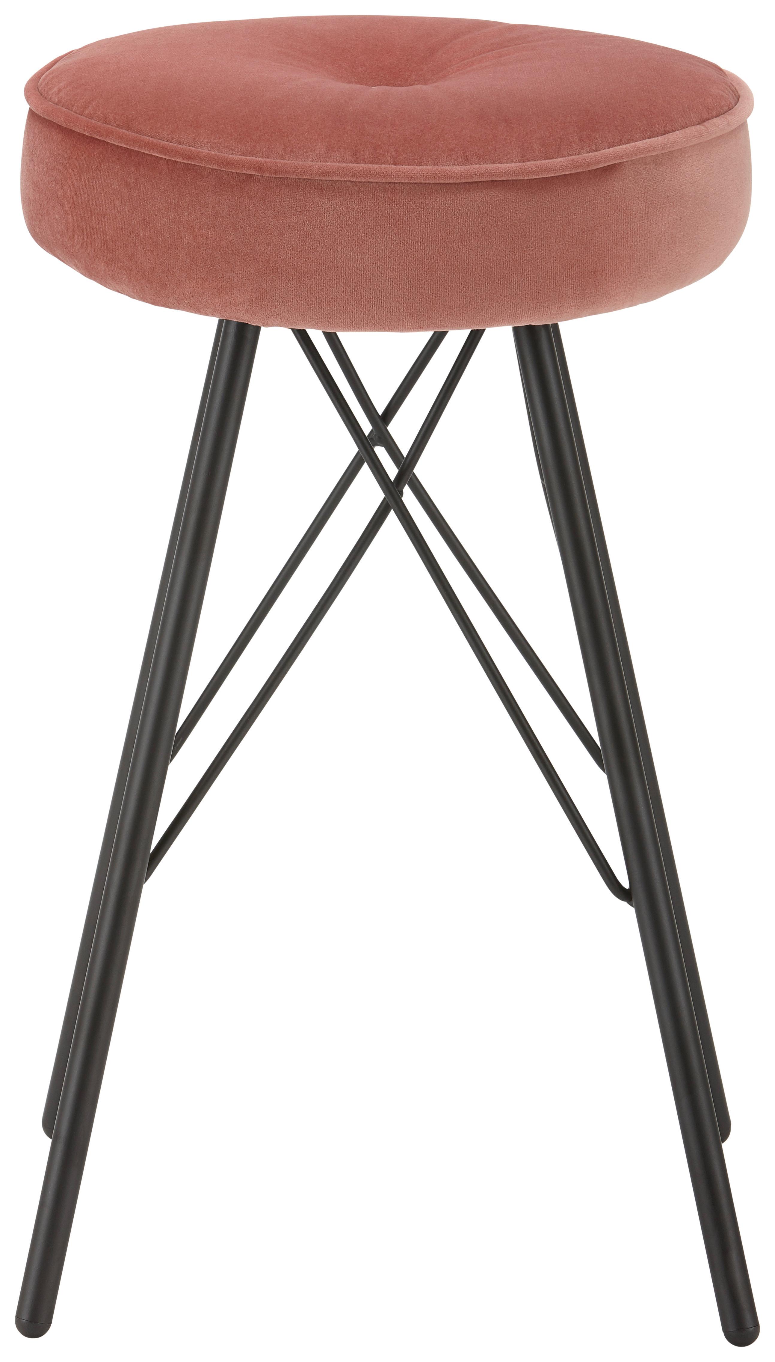 Taburetka Accre - čierna/ružová, Štýlový, kov/textil (30/53/30cm) - Modern Living