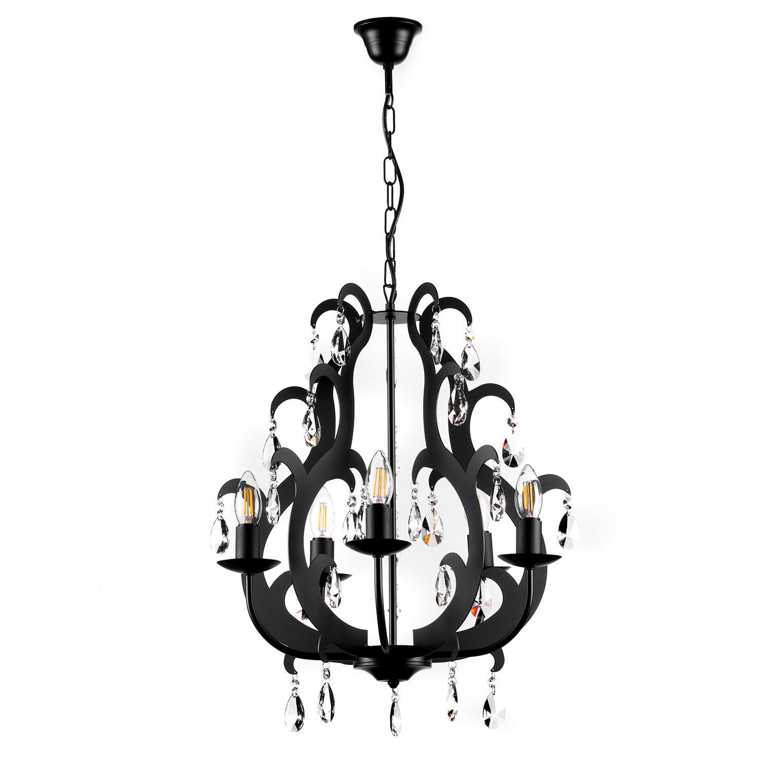 Kronleuchter 4703/5n - Schwarz, Trend, Glas/Metall (45/110cm)