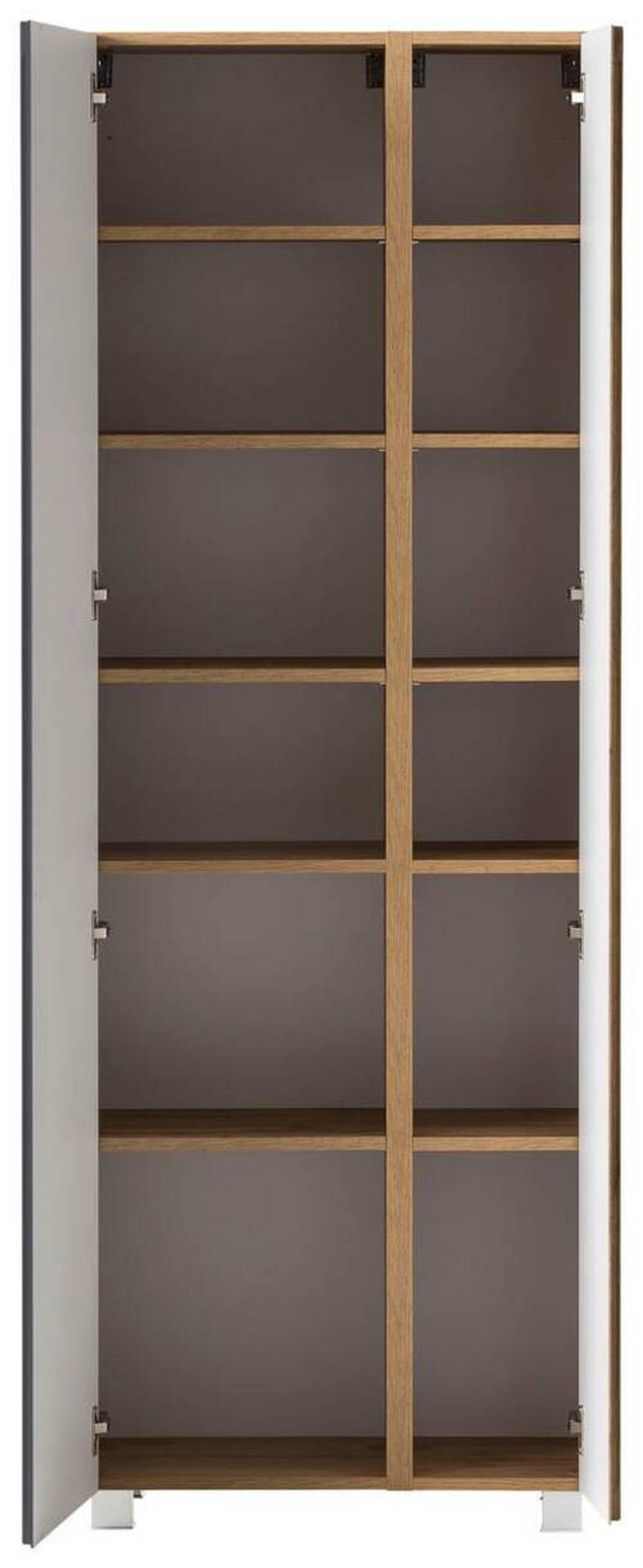 Hochschrank Varese B: 65 Cm Grau/eiche Wotan - Eiche Wotan/Grau, MODERN, Holzwerkstoff (65/180/35cm) - Held