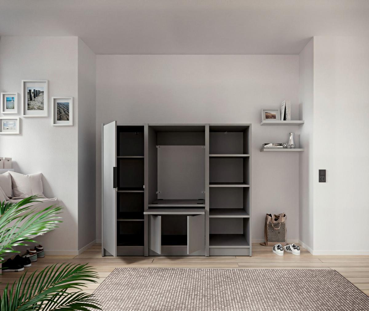 VÍCEÚČELOVÁ SKŘÍŇ TIDY HERO - šedá/černá, Basics, kov/kompozitní dřevo (50/150/68cm) - P & B