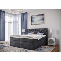 Boxspringbett inkl. Topper Anthrazit 140x200 cm Loreno - Anthrazit/Schwarz, MODERN, Holzwerkstoff/Textil (140/200cm) - MID.YOU