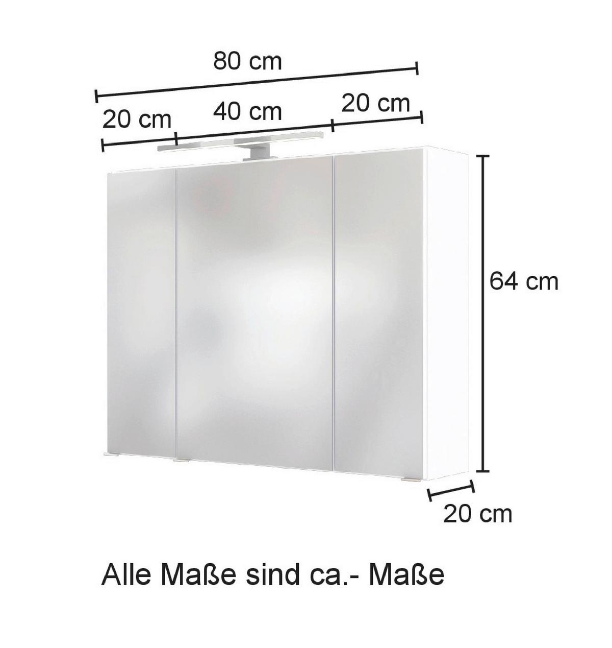 Spiegelschrank Kopenhagen Eiche Dekor B:80 cm - Eichefarben, KONVENTIONELL, Glas/Holzwerkstoff (80/64/20cm) - Held