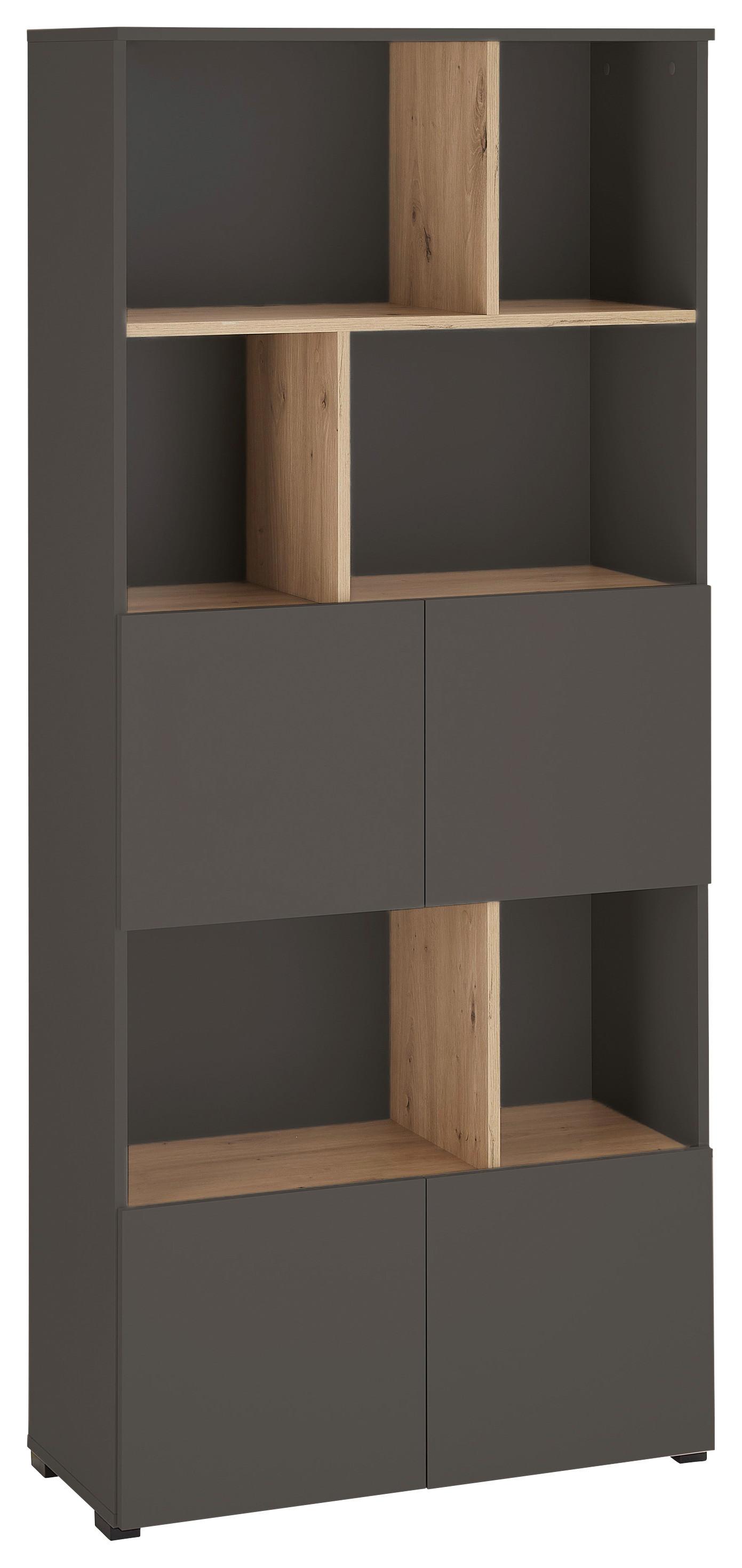 REGÁL SAVANNA -EXKLUSIV- - černá/antracitová, Moderní, kompozitní dřevo/plast (80/180/35cm) - Mömax