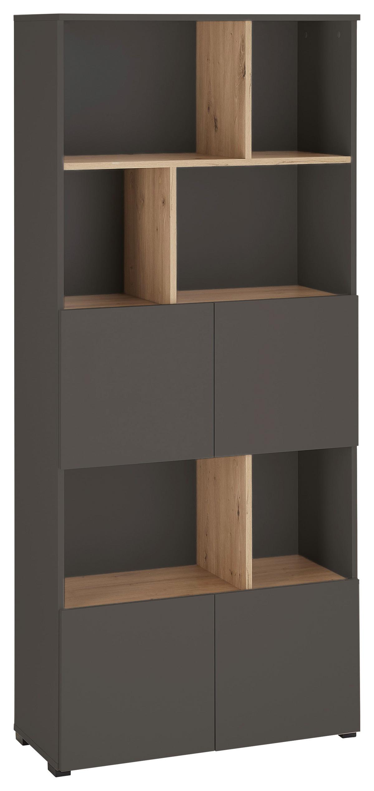 REGÁL SAVANNA -EXKLUSIV- - černá/antracitová, Moderní, kompozitní dřevo/plast (80/180/35cm) - Mömax