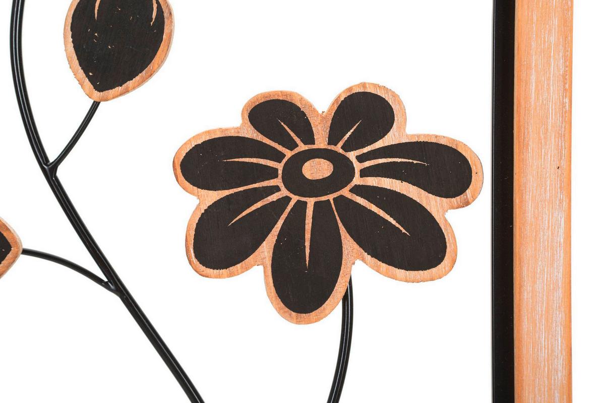 Wanddeko Girish Naturfarben, Schwarz B: 30 cm - Schwarz/Naturfarben, Basics, Holzwerkstoff/Metall (30/60/2.5cm)