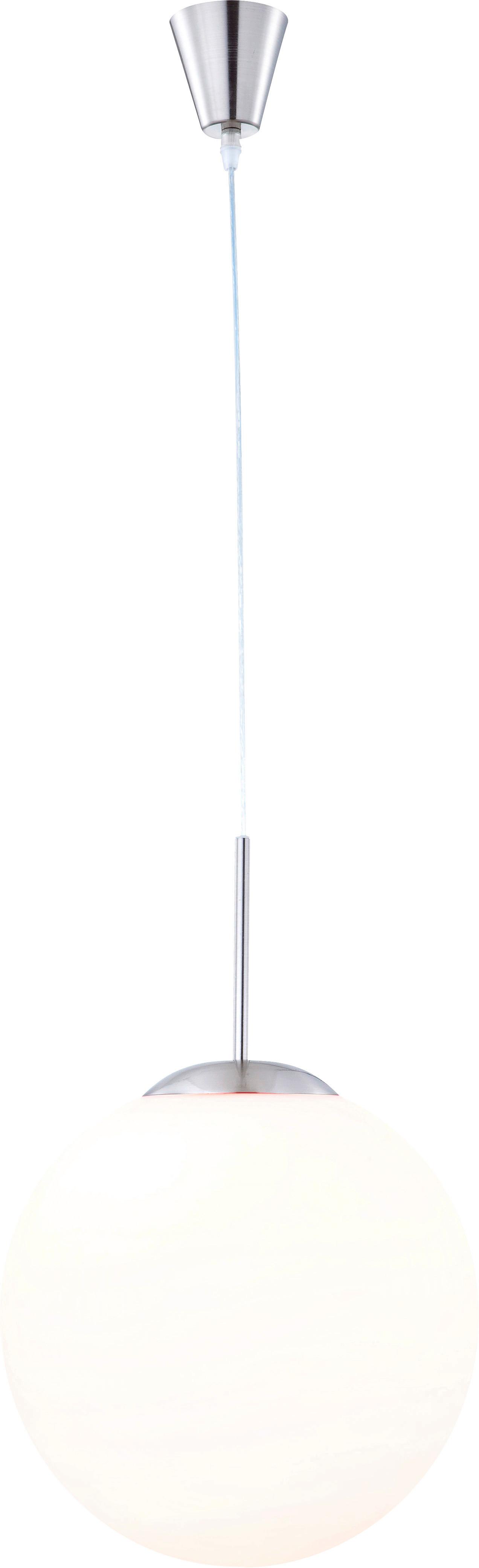 Hängeleuchte Balla H: 180 cm 1-Flammig, Opalglas-Kugel - Opal/Nickelfarben, Basics, Glas/Metall (30/180cm) - Globo