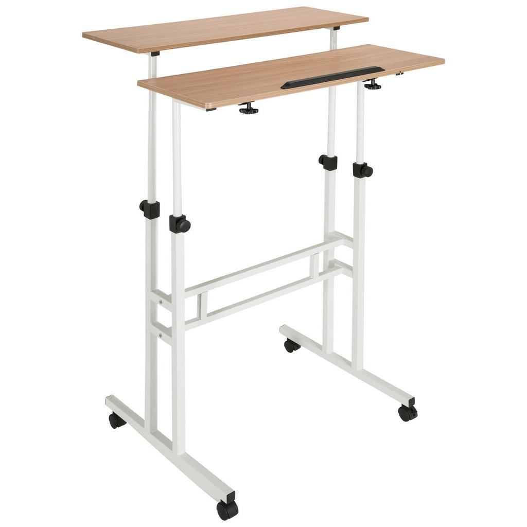 Schreibtisch Workstation Weiß/Eiche Dekor