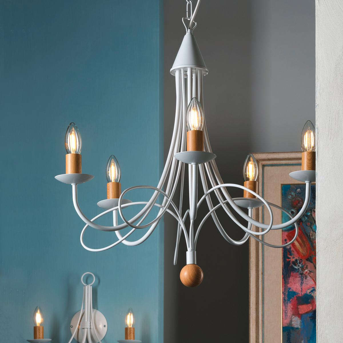 Kronleuchter Milvia Braun Weiß L: 60 cm - Braun/Weiß, KONVENTIONELL, Metall (60/60/110cm)