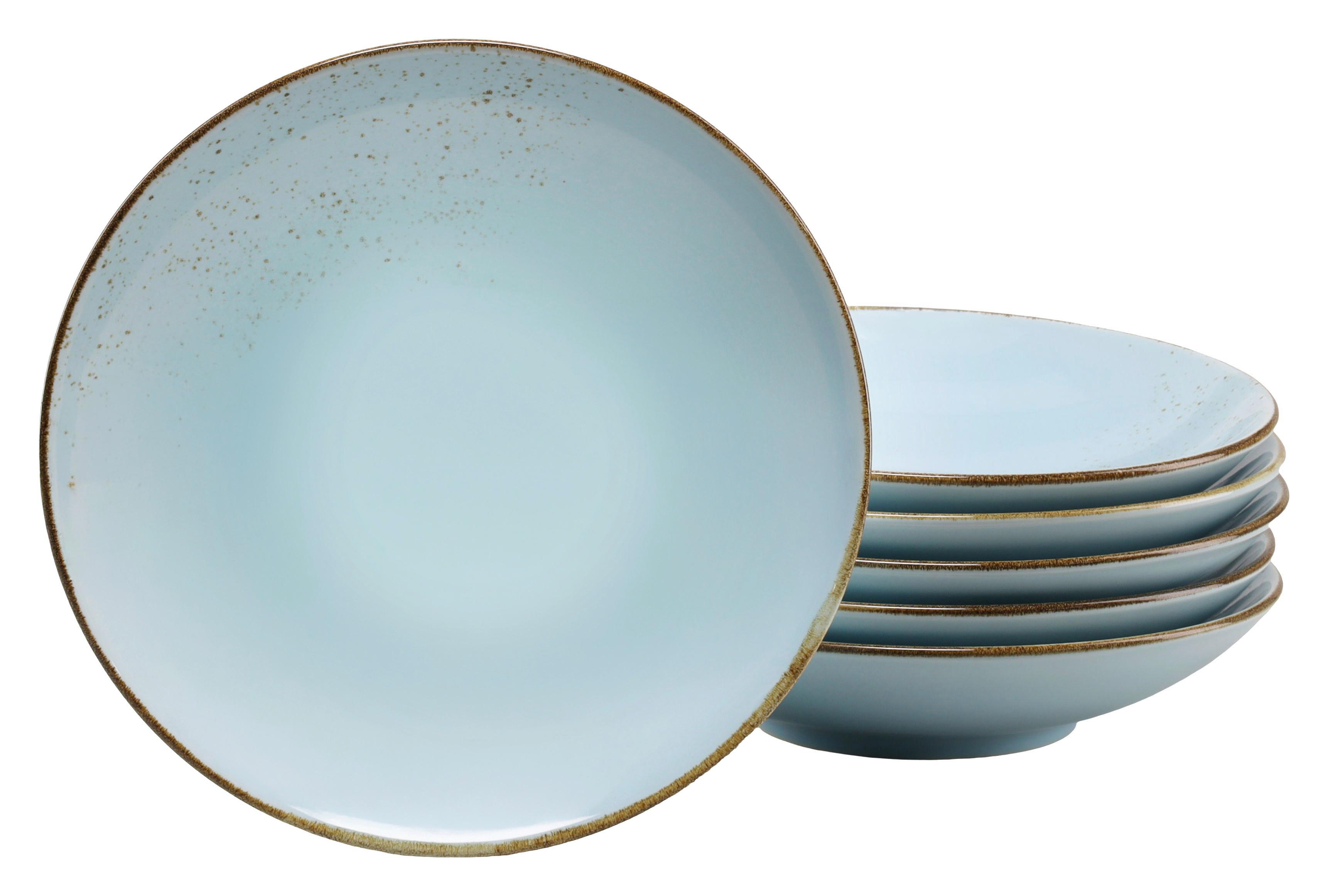 Sada hlbokých tanierov NATURE COLLECTION, 6-dielna - pastelová modrá, Trend, keramika (22cm) - Creatable