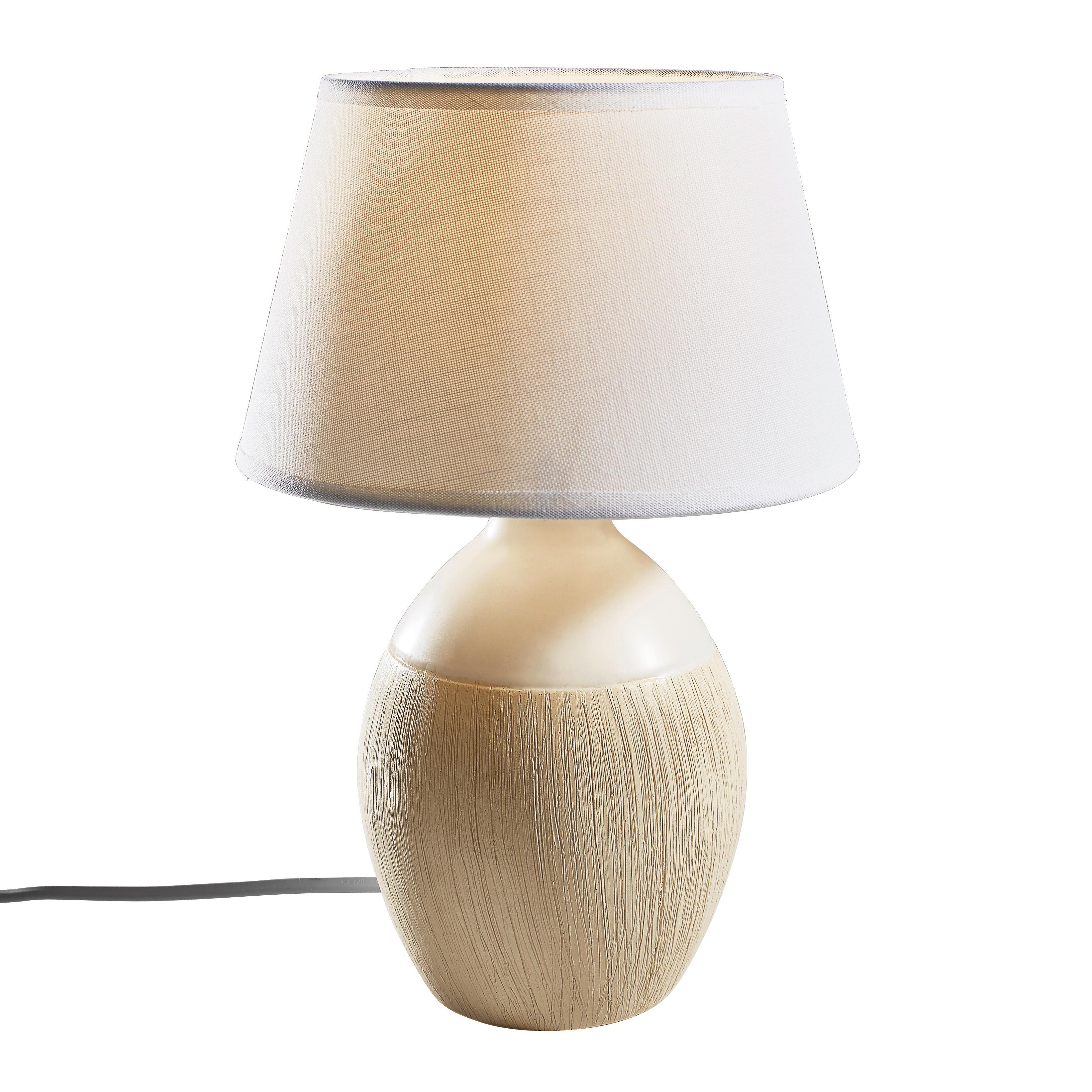 Tischleuchte 3145923 - Creme/Weiß, KONVENTIONELL, Keramik/Textil (15/31cm) - Näve