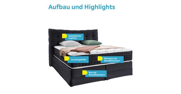 Boxspringbett mit Kontinental Matratze 160x200 Domino - Anthrazit, KONVENTIONELL, Holz (160/200cm) - James Wood