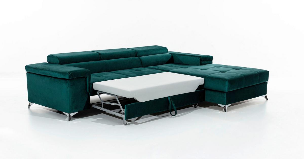Ecksofa Ricardo Grün S: 281x205 cm - Silberfarben/Grün, Design, Textil (281/205cm) - MID.YOU