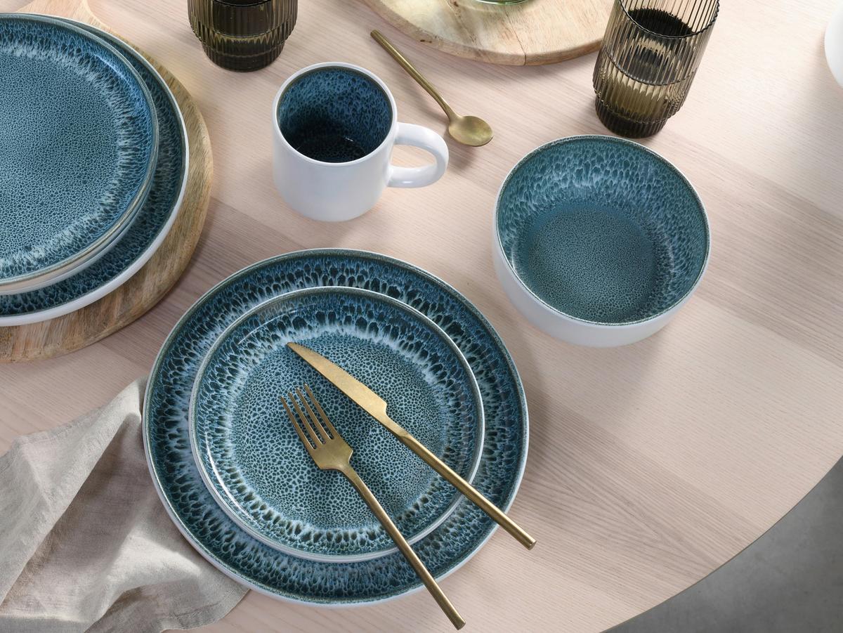 Kombiservice Nordic Fjord Weiß/Hellblau, 16-teilig - Weiß/Hellblau, Basics, Keramik - Creatable