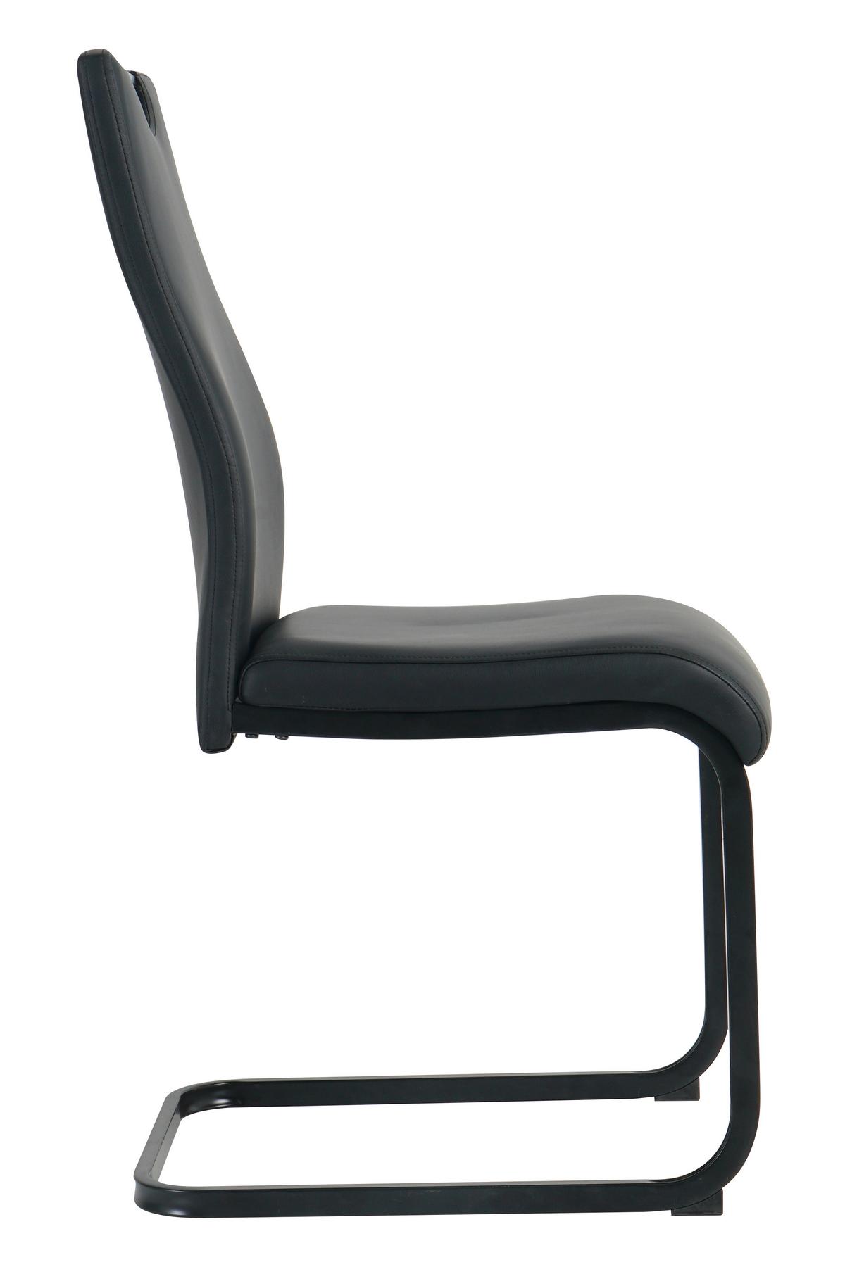 Stuhl-set Lederlook Schwarz, B: 42 Cm - Schwarz, Design, Kunststoff/Textil (42/98/56cm) - Livetastic