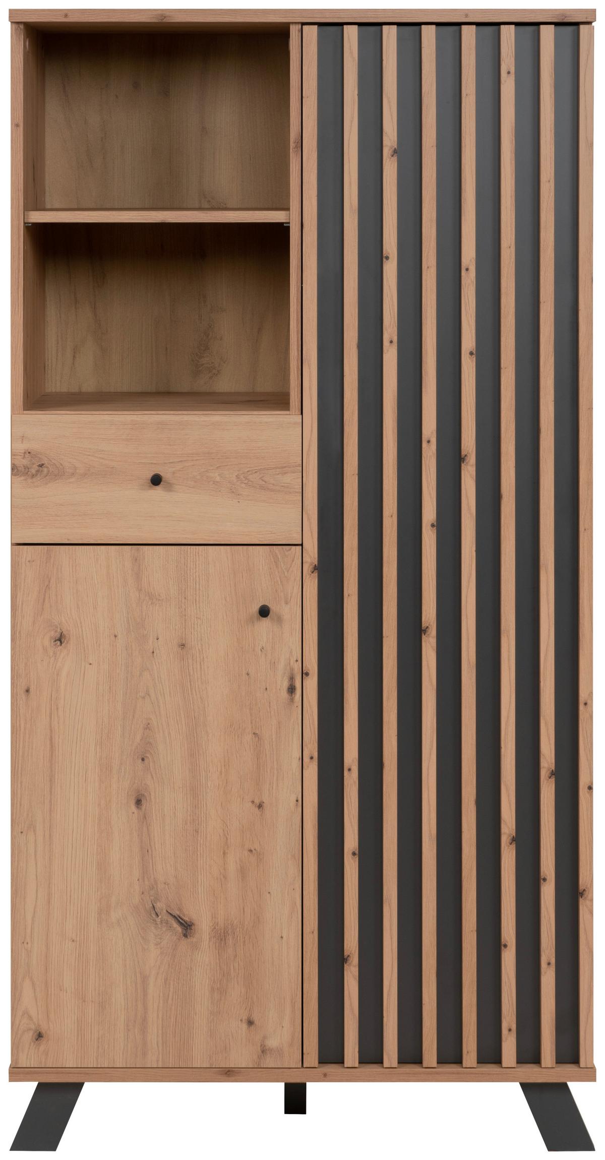 Highboard 80cm Medan 53a Eiche Artisan Dekor - Anthrazit/Eiche Artisan, Design, Holzwerkstoff (80/156/40cm) - MID.YOU