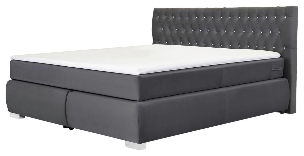 Boxspringbett Rumba inkl. Matratze 180x200 - Platinfarben/Grau, Basics, Textil (180/200cm) - Livetastic