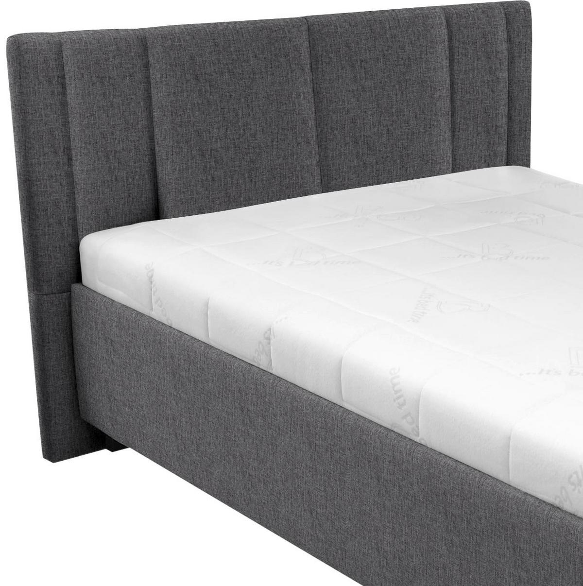 čalouněná postel STILO 120x200 s roštem a matrací, antracit - bílá/barvy chromu, dřevo/textil (120/200cm)