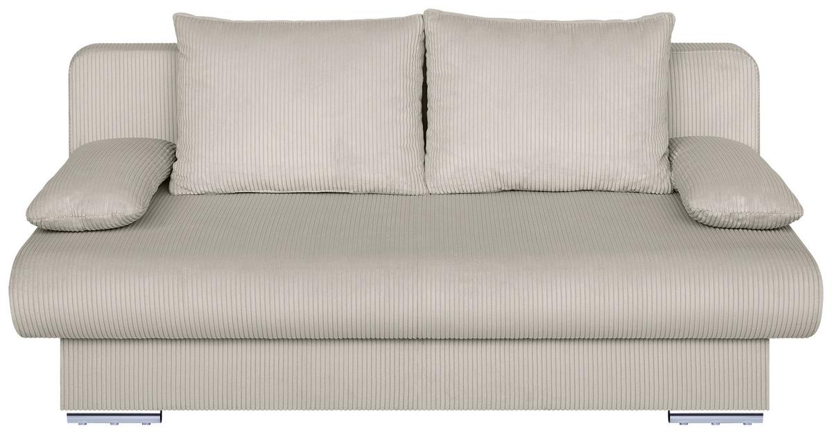 2-Sitzer-Sofa Mit Schlaffunktion Bora Creme Cord - Chromfarben/Creme, Design, Holzwerkstoff/Textil (193/85/86cm) - P & B
