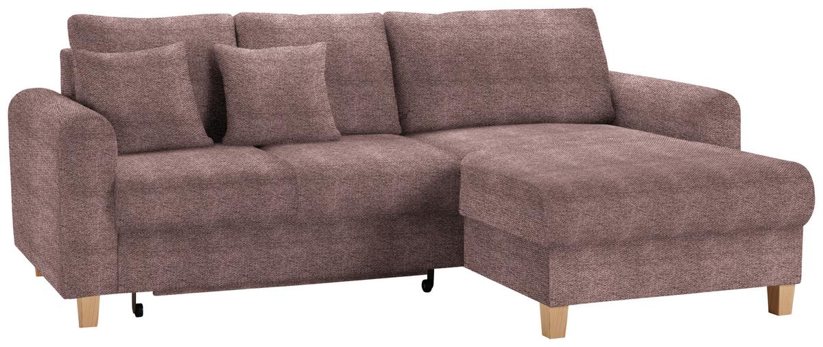 Rohová sedačka LILLE, oboustr., šeříkový velur - šeříková/světle hnědá, Moderní, dřevo/textil (232/110/156cm) - Mömax