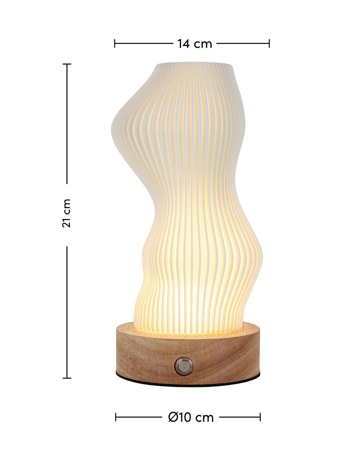 NABÍJATEĽNÁ STOLNÁ LAMPA GIRTL - biela/prírodná farba, Modern, kov/drevo (14cm) - Mömax
