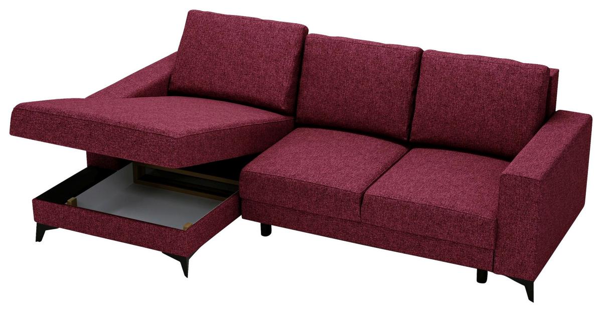 Ecksofa Harvey 156x244 Cm Mit Schlaffunktion Rot - Rot/Schwarz, Design, Textil (156/244cm) - Livetastic