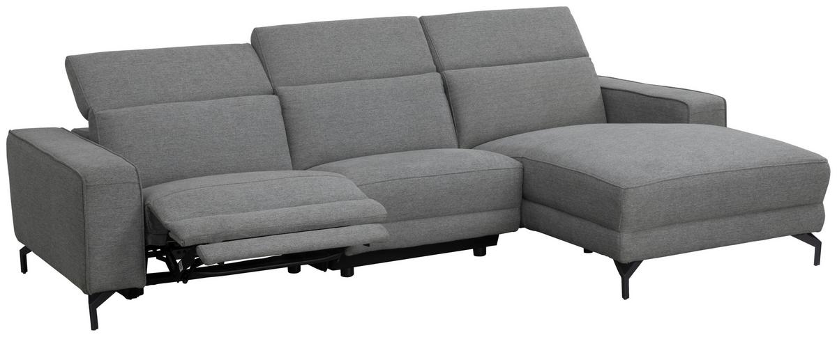 Ecksofa Michelle Grau S: 278x108 cm - Schwarz/Grau, Design, Textil (278/176cm) - Livetastic