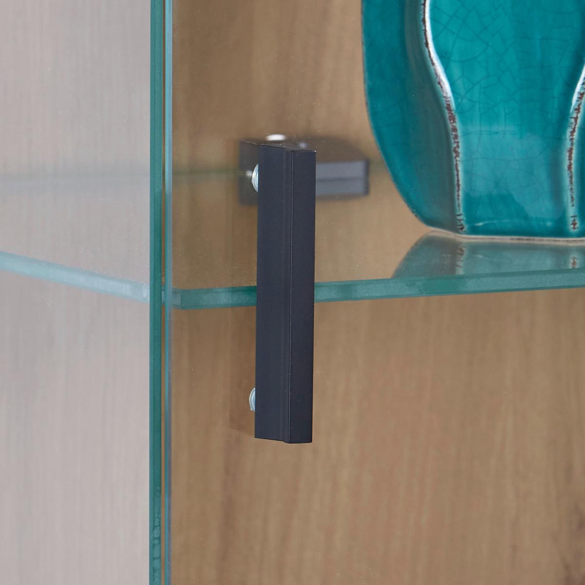 Vitrine Denver B: 60 Cm Grau/eiche Dekor - MODERN, Glas/Holzwerkstoff (60/209,5/41,6cm)