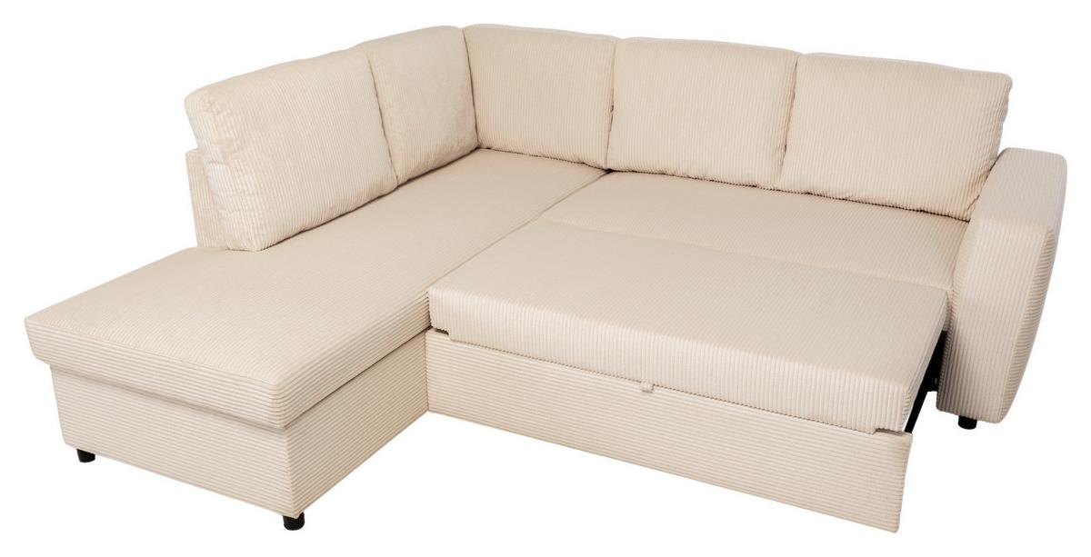 Ecksofa mit Schlaffunktion Toulouse perlmutt, 206x224cm - Perlmutt/Schwarz, Trend, Holz/Textil (206/224cm)
