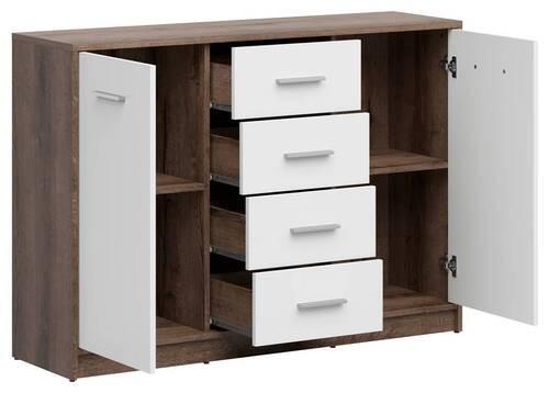 Kommode Nepo Plus Chest Of Drawers - Eichefarben/Schwarz, Design, Holzwerkstoff (118,5/84/34cm)