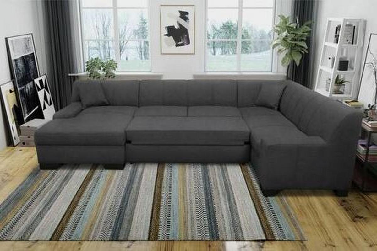 Wohnlandschaft Norma Mit Schlaffunktion Dunkelgrau - Wengefarben/Dunkelgrau, Design, Textil (153/328/212cm) - MID.YOU