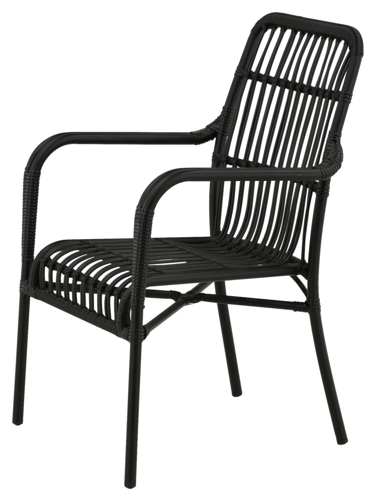 Loungesessel Rizal - Schwarz, KONVENTIONELL, Kunststoff/Metall (57/90/64cm) - Gardenson
