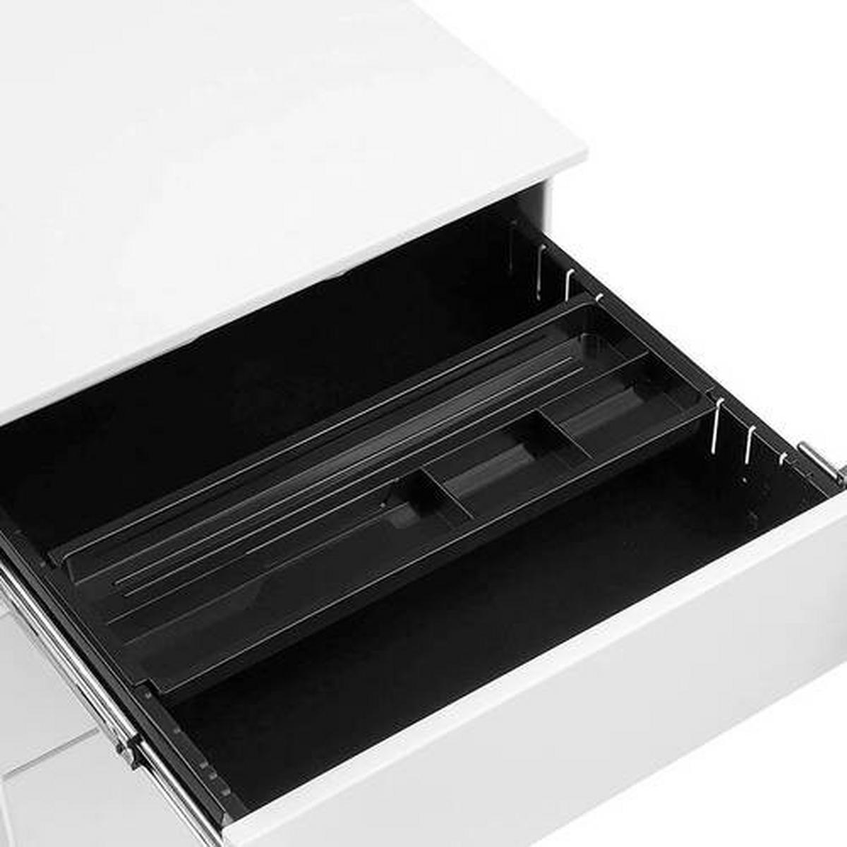 Rollcontainer Metall Weiß Abschließbar 39x55x45 cm - Weiß, Basics, Kunststoff/Metall (39/55/45cm) - Boxxx