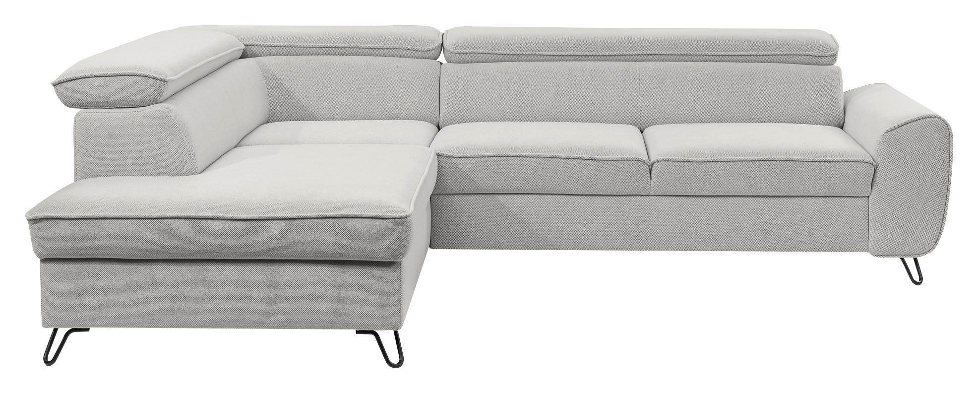 Sedacia súprava IDYLLA, ľavá s úložným priestorom a lôžkom - čierna/svetlosivá, Design, kov/textil (200/250cm)