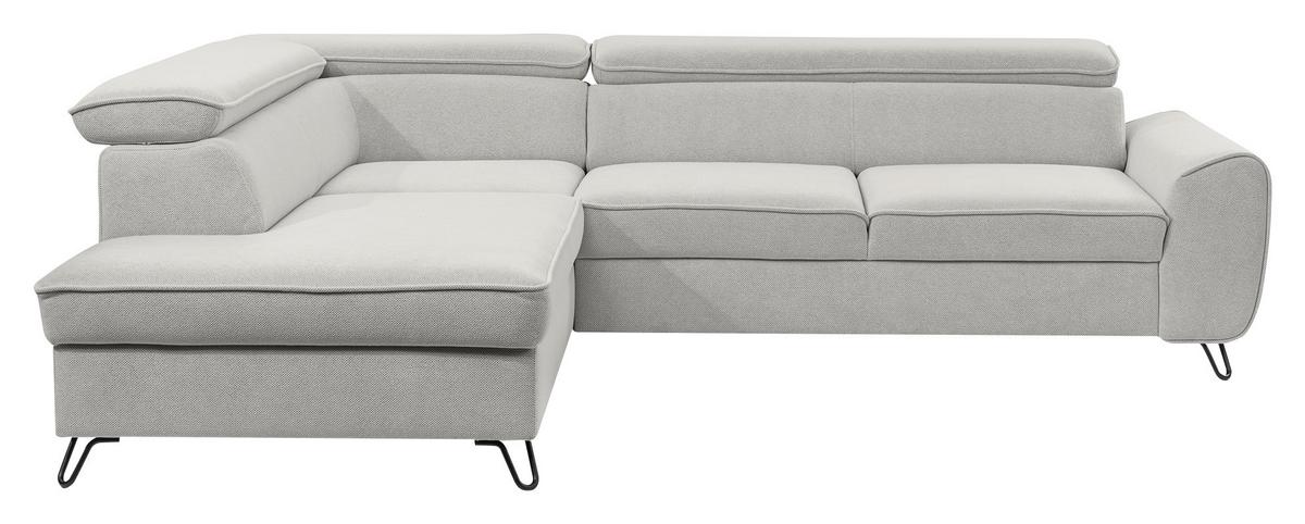 Rohová sedačka IDYLLA, ľavá svetlosivá,úl.priestor,lôžko - čierna/svetlosivá, Design, kov/textil (200/250cm)