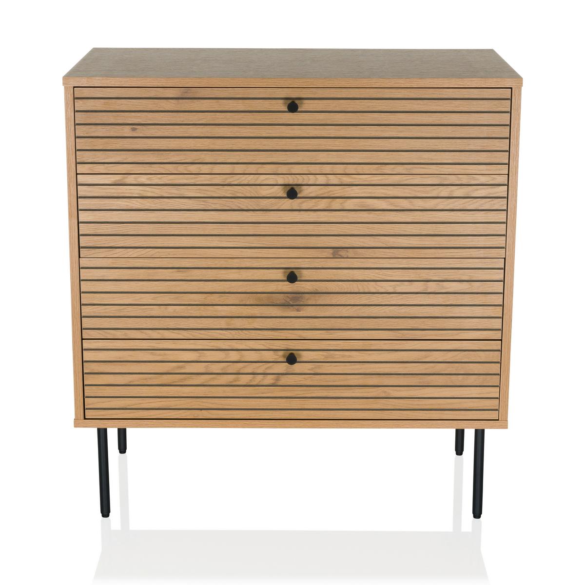 Kommode Linno K Eichefarben B: 80 cm - Eichefarben/Schwarz, MODERN, Holzwerkstoff (80/85/40cm) - MID.YOU