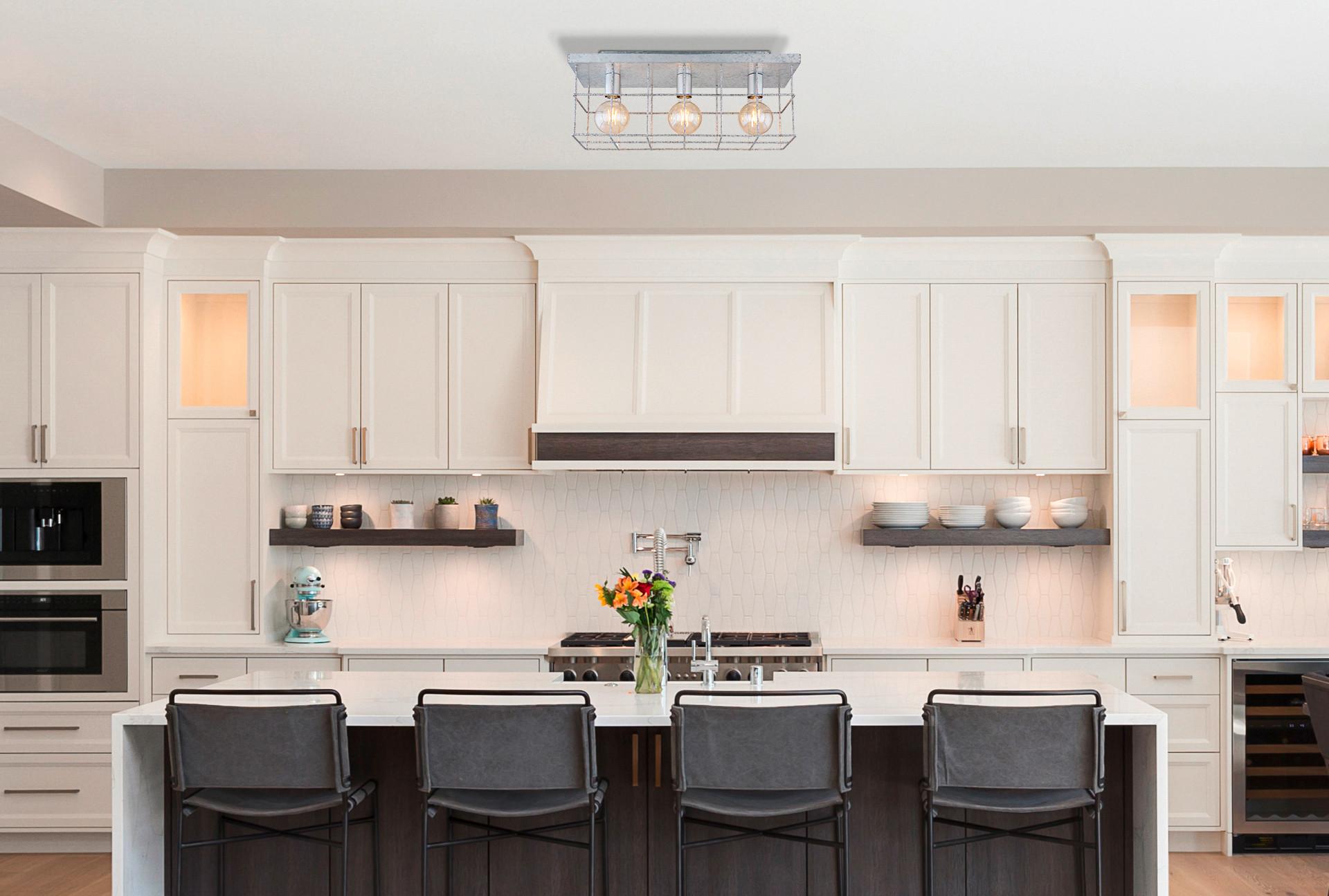 Deckenleuchte Merril L: 60 Cm 3-Flammig Aus Stahl - Zinkfarben, Design, Metall (60/20/25,8cm) - Globo